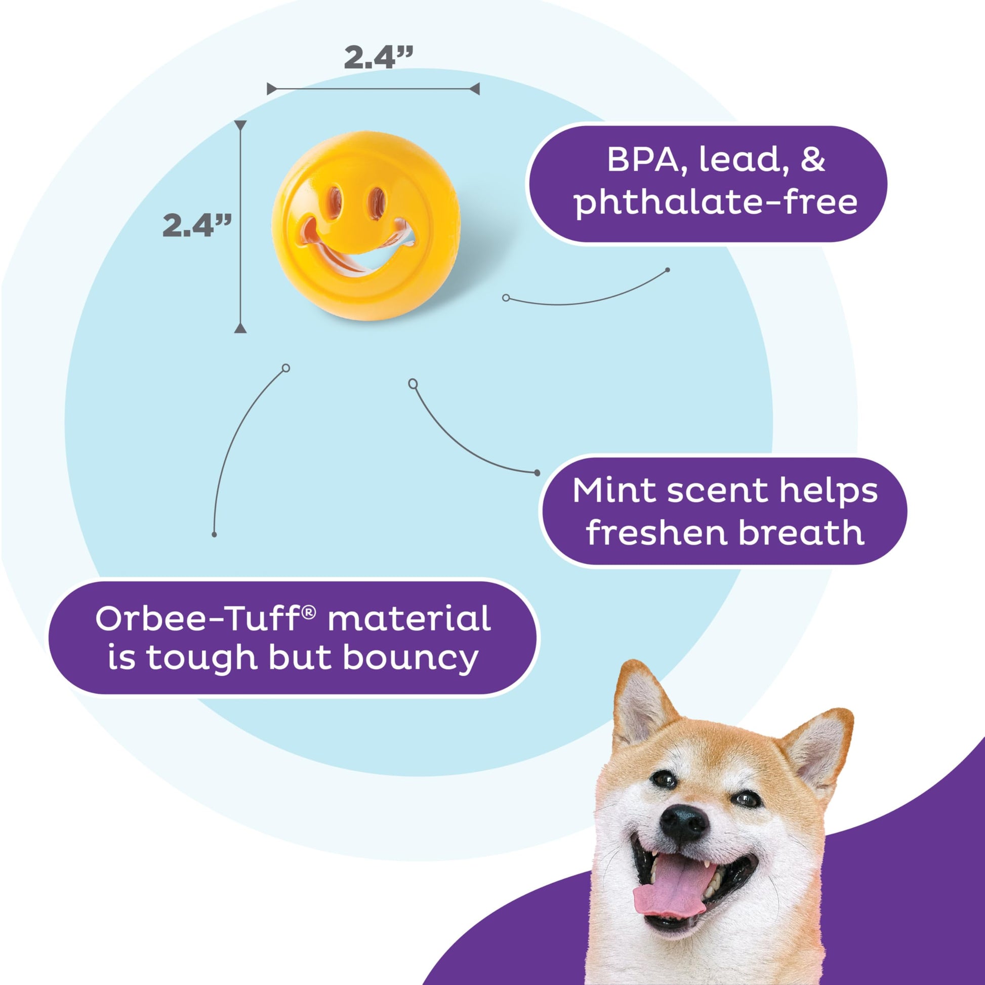 Juguete Planet Dog Orbee-Tuff Nooks Amarillo Smiley Face