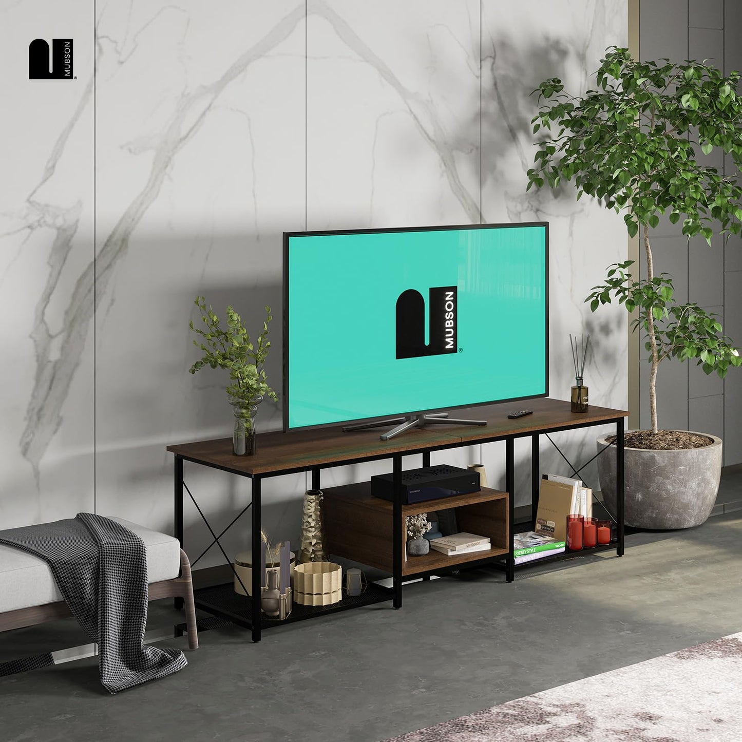 Mueble para TV MUBSON Cafe con 5 Repisas para Consolas y Decoración