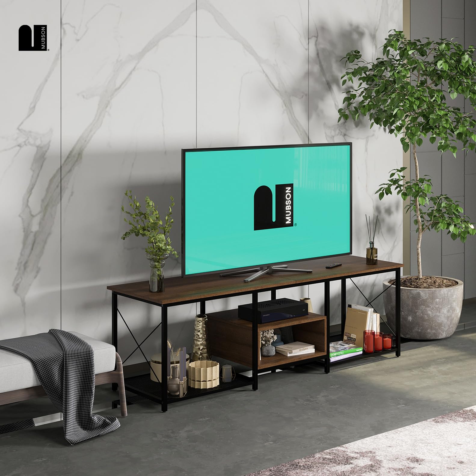 Mueble para TV MUBSON Cafe con 5 Repisas para Consolas y Decoración