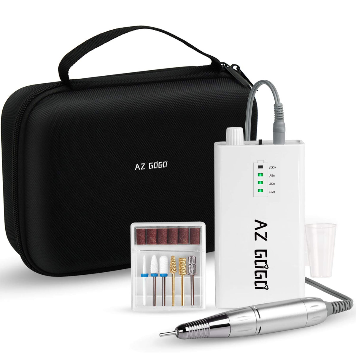 Taladro de Uñas AZ GOGO Profesional Portátil 30000 RPM con Bolsa de EVA
