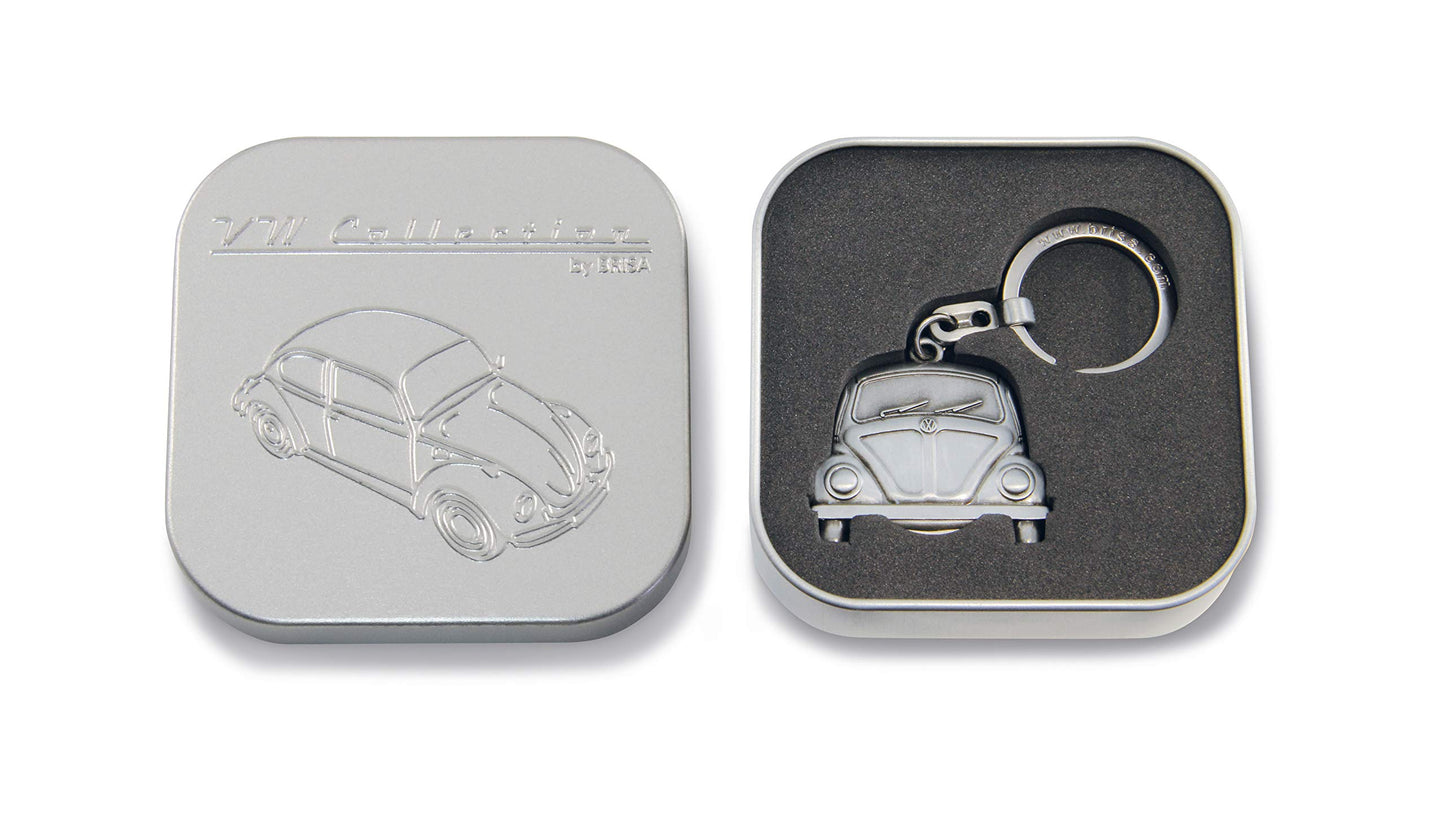 BRISA VW Collection VW Escarabajo Llavero, Chip de Carrito, en Caja de Regalo - Plata Antigua
