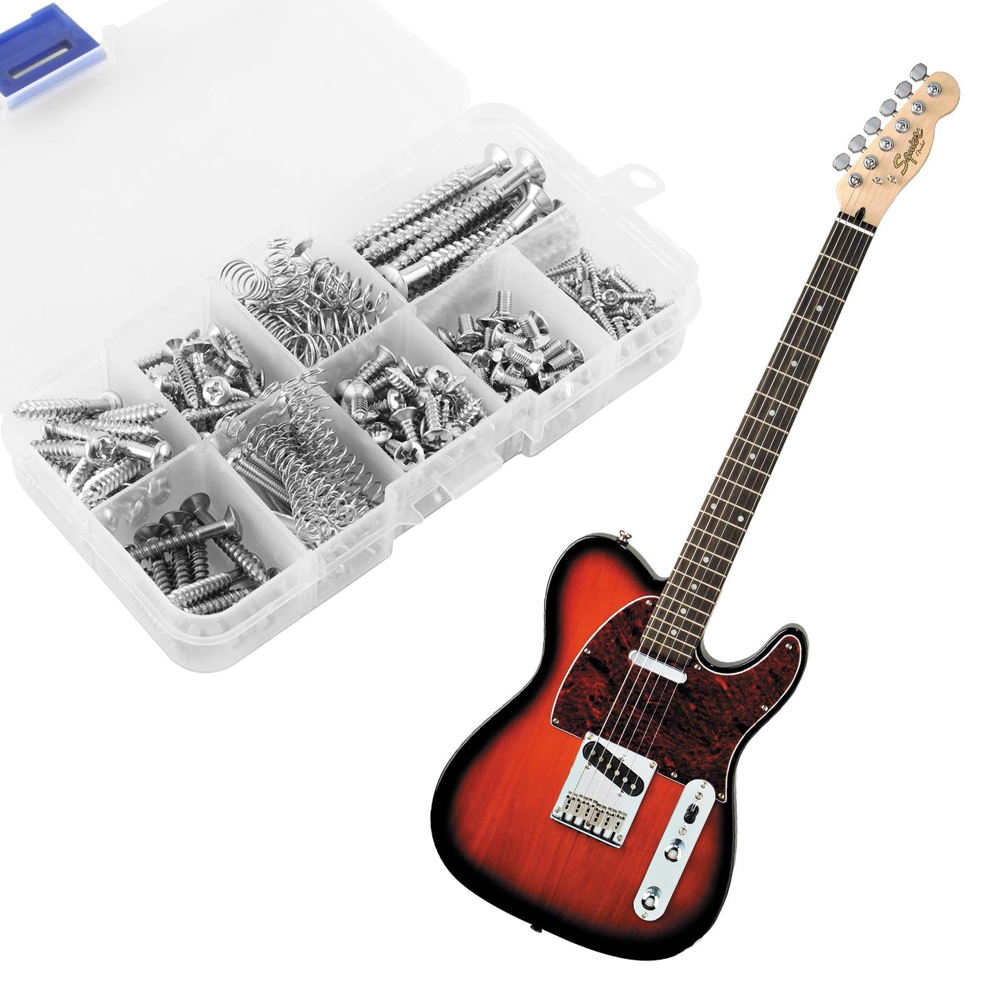 Electric Guitar Screw Kit, 226 Pieces(9 Types) with Springs for Electric Guitar Bridge, Pickup, Pickguard, Tuner, Switch, Neck Plate, Guitar Strap Buttons and a Tweezers Guitar Accessories