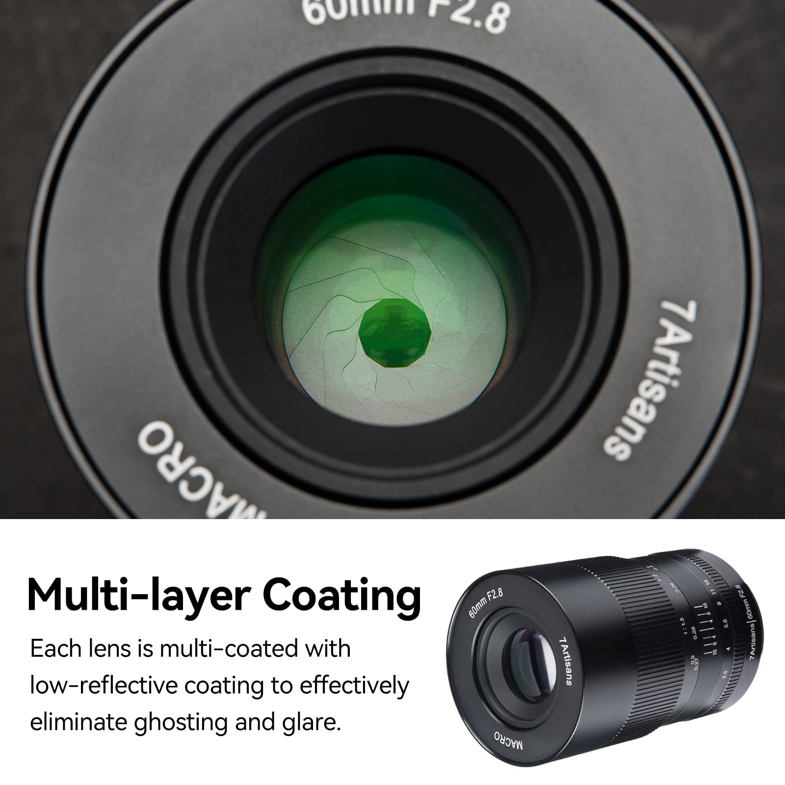 Lente de Cámara Macro 7artisans Enfoque Manual F2.8 Mark II 60 mm APS-C sin Espejo Fujifilm