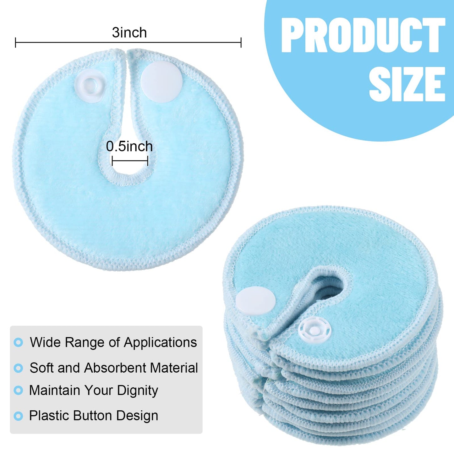 28 paquetes de almohadillas de tubo G, almohadillas de botón de tubo G abdominal, cubiertas de tubo G suaves, almohadillas de tubo G absorbentes, accesorios de tubo de alimentación, almohadillas de algodón para cuidado de enfermería (azul claro)