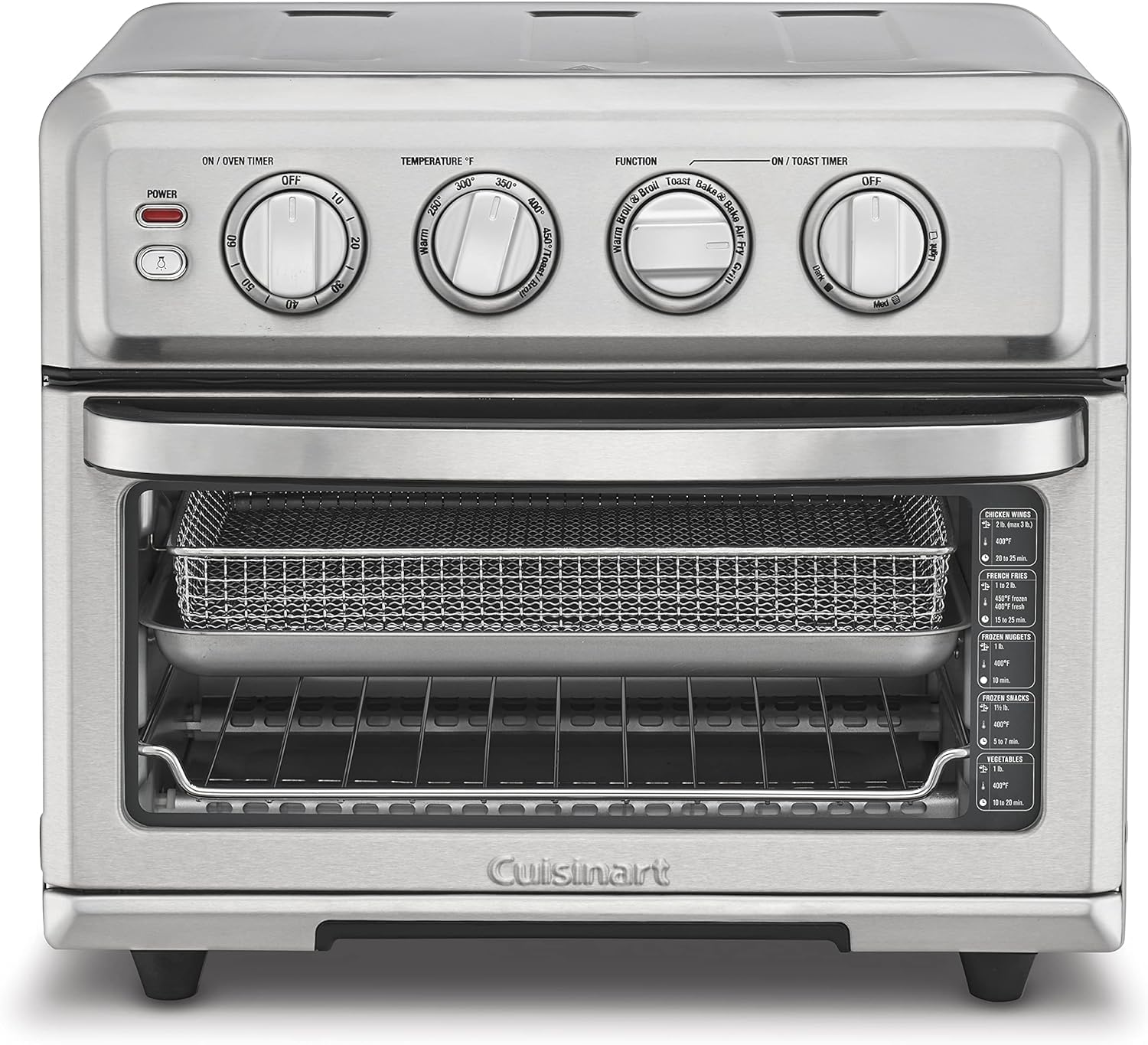Cuisinart Freidora de aire + horno tostador de convección, horno 8-1 con opciones de horneado, parrilla, acero inoxidable, TOA-70