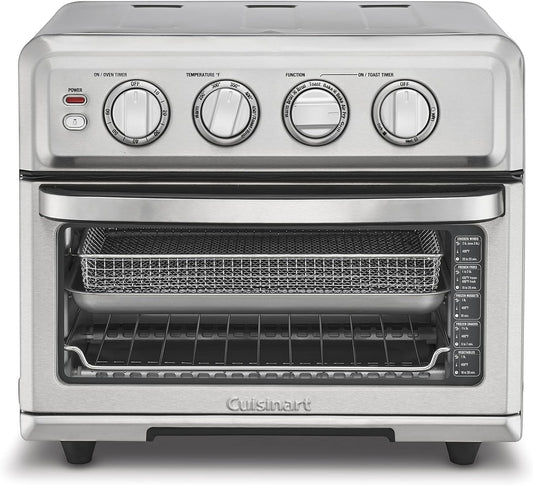 Cuisinart Freidora de aire + horno tostador de convección, horno 8-1 con opciones de horneado, parrilla, acero inoxidable, TOA-70