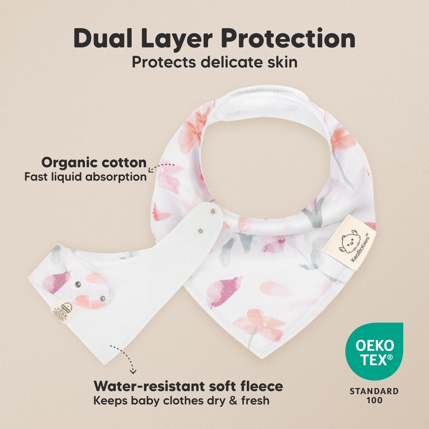 Paquete de 8 baberos orgánicos para niñas – Baberos triangulares súper absorbentes para bebés babeos y dentición, 100% algodón extra suave para recién nacido, bebé de 0 a 36 meses (floración)