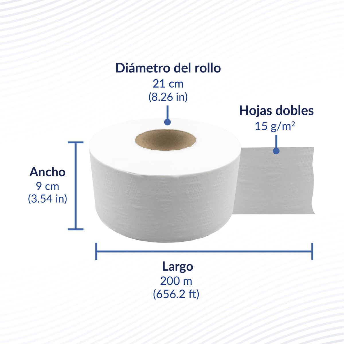 Papel Higiénico Industrial Kovu Reyma Blanco Rollo Largo 12 Piezas