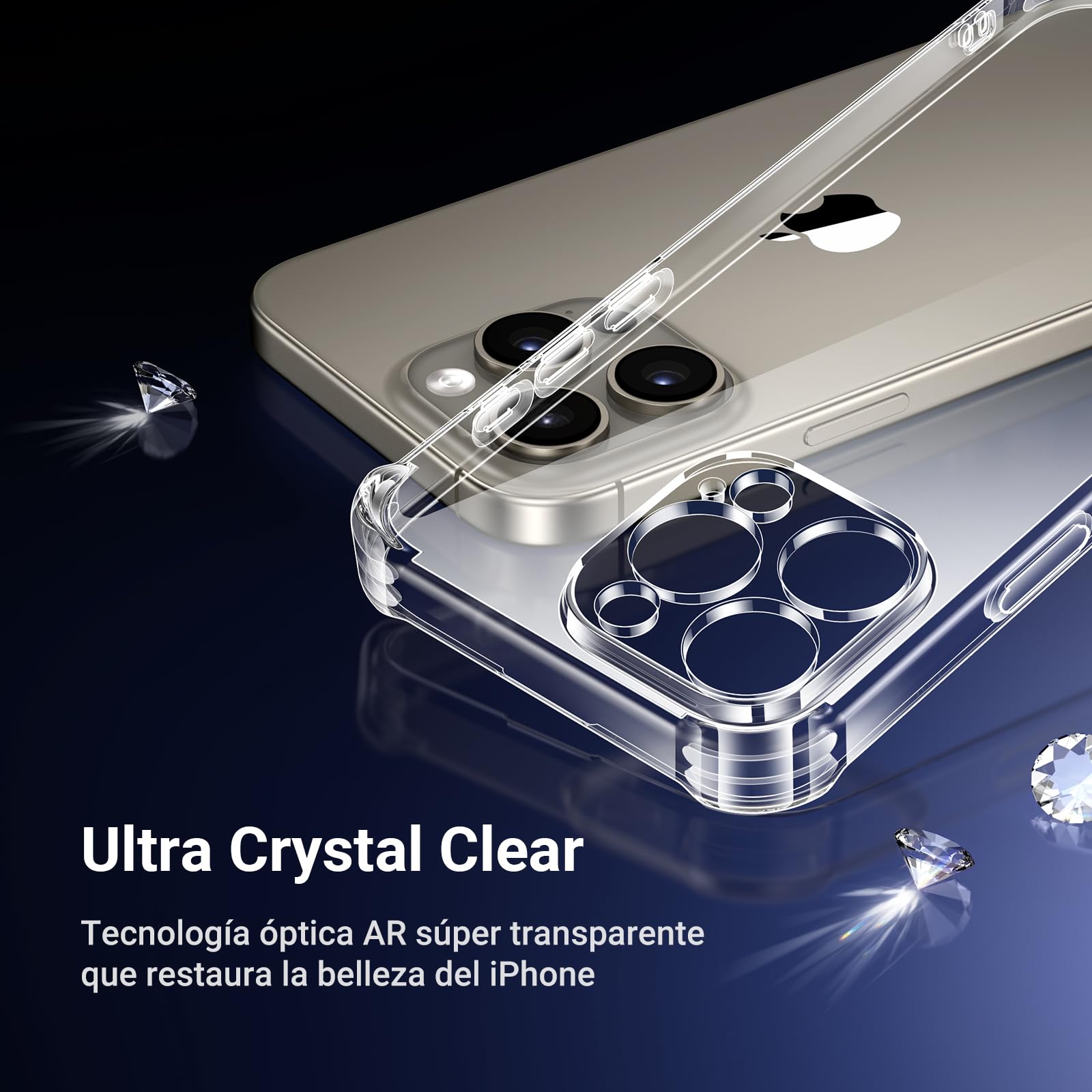 Funda iPhone 16 Pro UGREEN Transparente con Airbags de Alta Elasticidad y Protección de la Lente