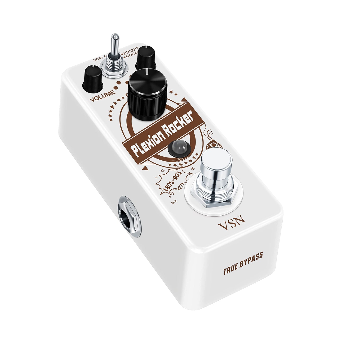 Pedal de Distorsión VSN Plexion Efecto para Guitarra Bajo con Modos Brillo Normal True Bypass