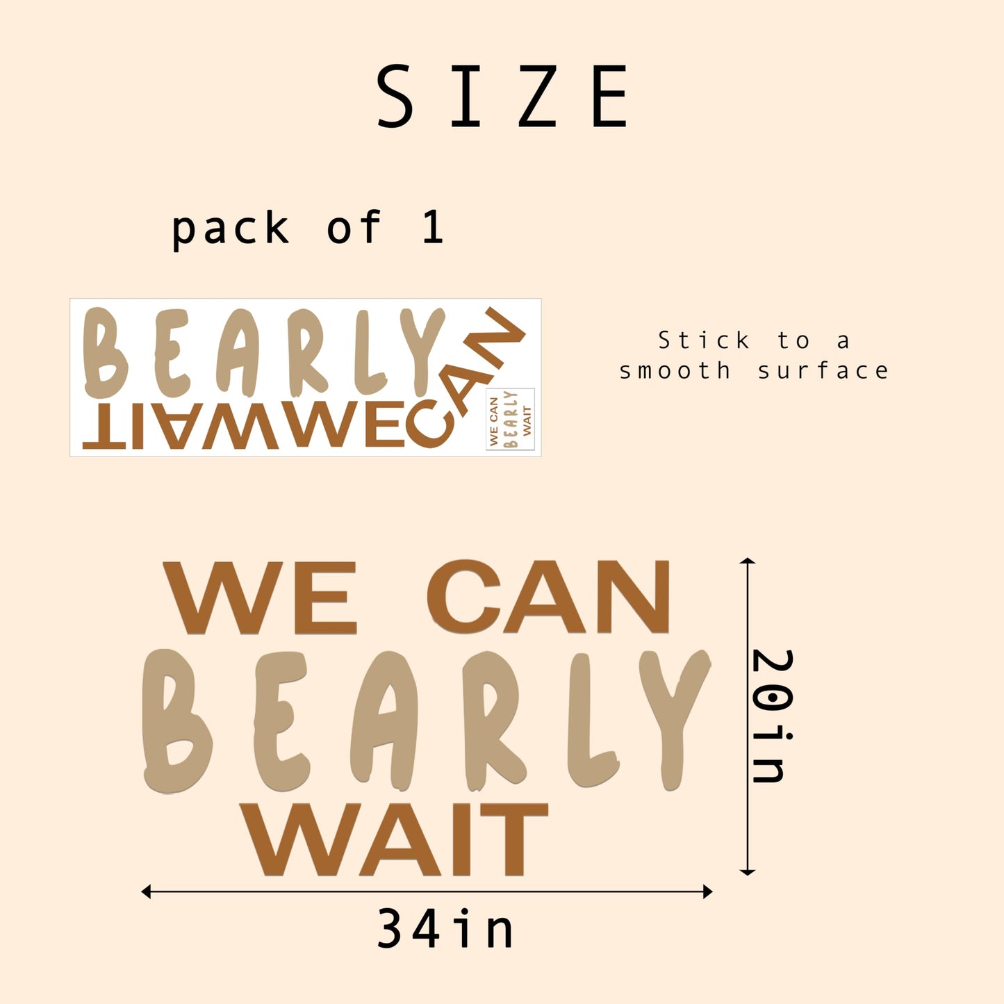 GIOGUK - Calcomanía de pared con texto "We Can Bearly Wait", decoración de fiesta de baby shower, suministros de fiesta de revelación de género, calcomanía de letrero de oso para arco de globos,