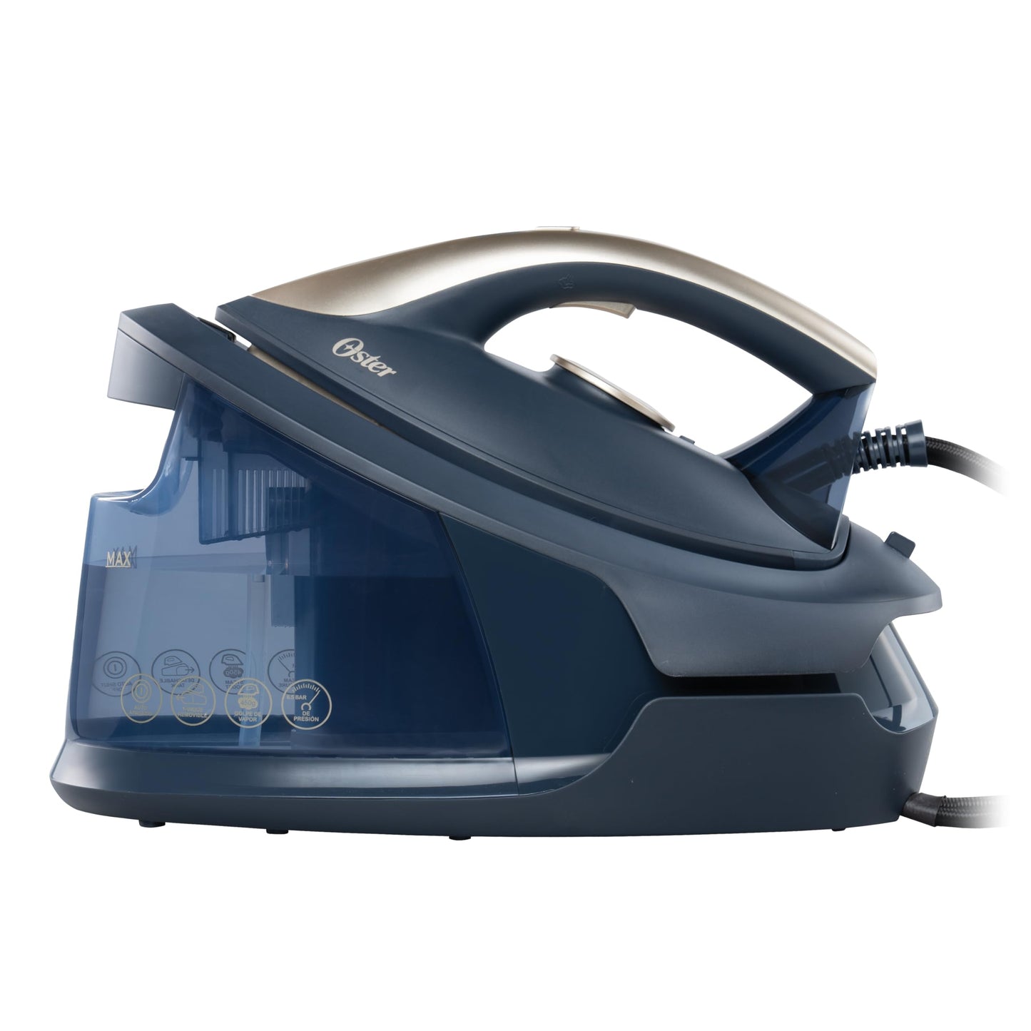 Plancha 2 en 1 con Central de Vapor Oster® con Suela de Cerámica con Partículas de Diamante, Potente y Antiadherente