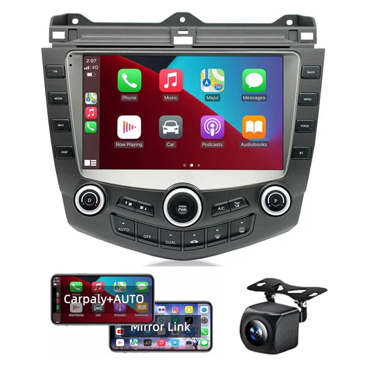 FINYQBET Estéreo para Auto 3999, Android 11 con CarPlay Inalámbrico, GPS y Bluetooth, Compatible con Honda Accord 2003-2007, Cámara de Reversa y Control de Volante