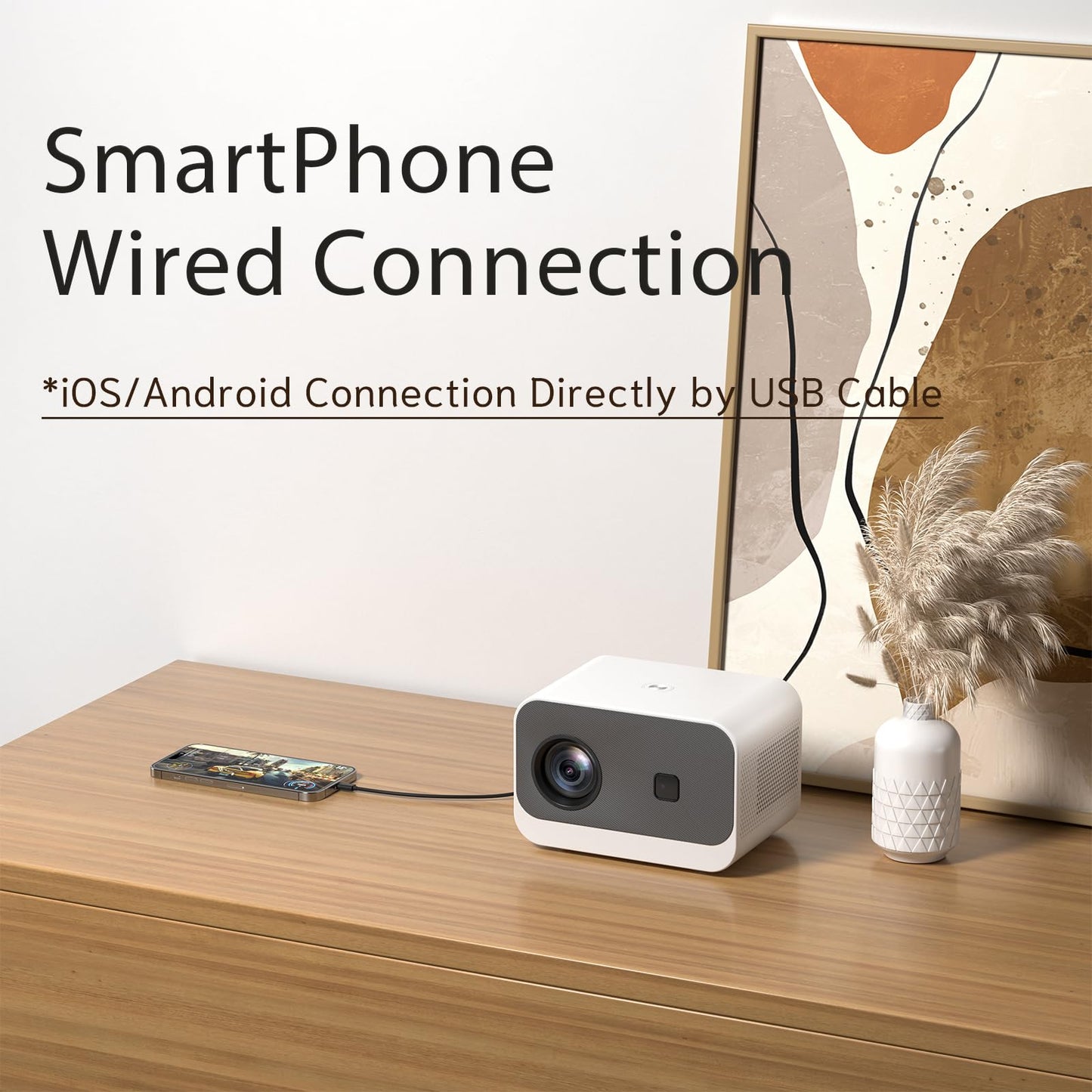 Mini Proyector 4K con WiFi y Bluetooth Nativo 20000 LM para Exteriores FHD 1080P máx. 300 Pulgadas Compatible con TV Stick, HDMI, USB, AV y PS4