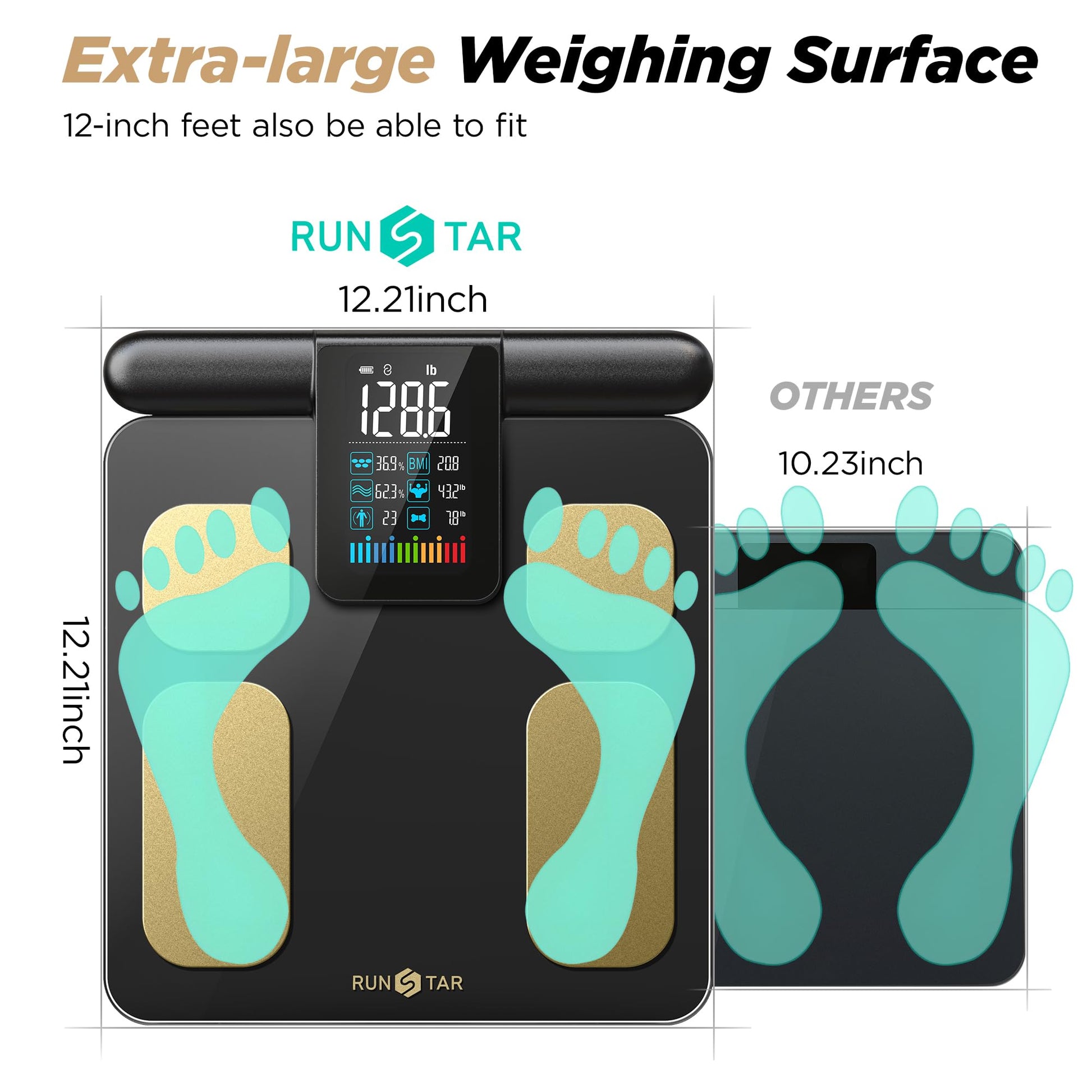 Báscula Digital Runstar IMC 20 Alta Precisión Blanca con 8 Electrodos para Medición Corporal