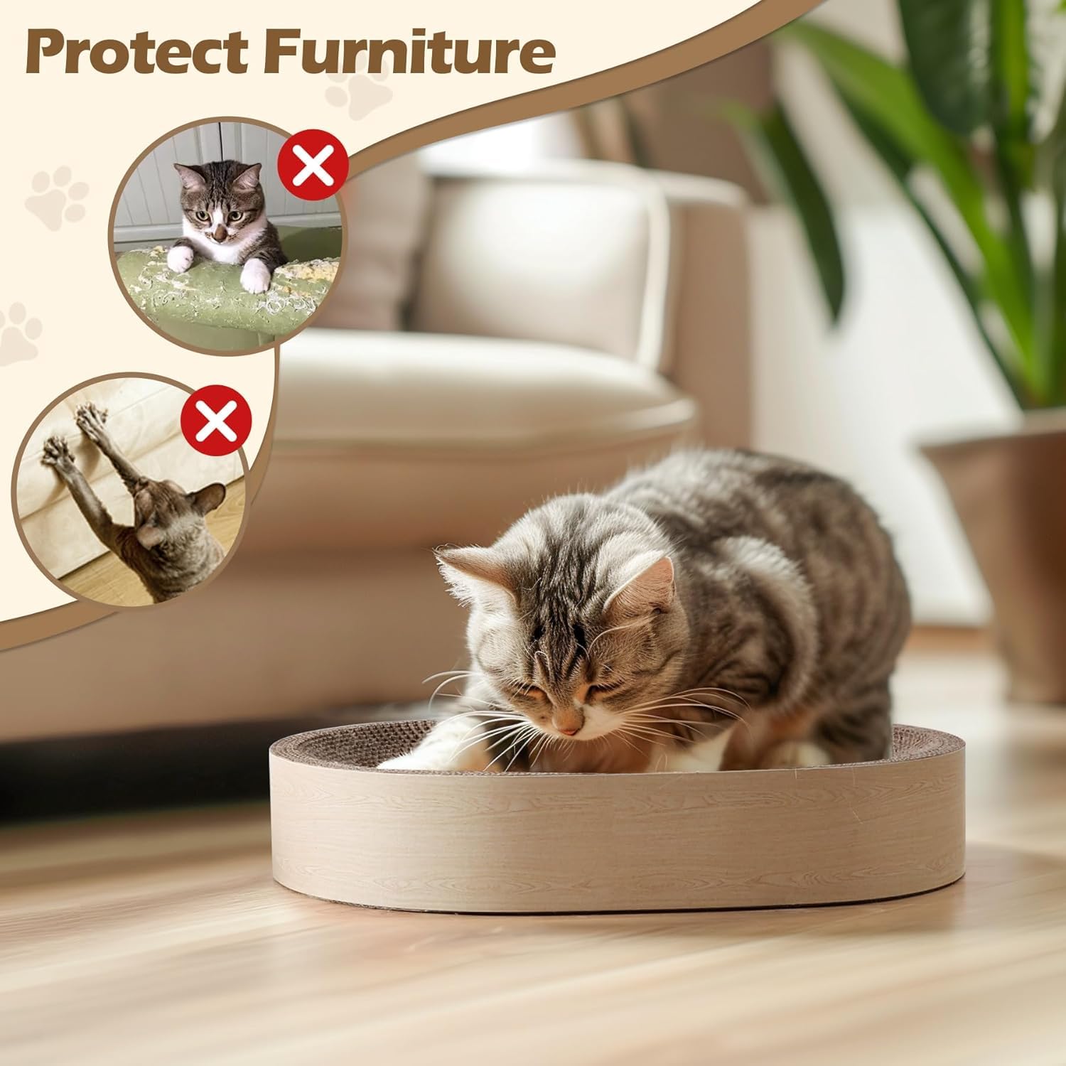 ComSaf Tabla De Rascar para Gatos - Rascador De Gatos para Gatos De Interior, Almohadilla para Raspar Gatos De Cartón Oval Cat Rascador Cama para Gatito, Durable Cat Scratcher Bowl Circle, P