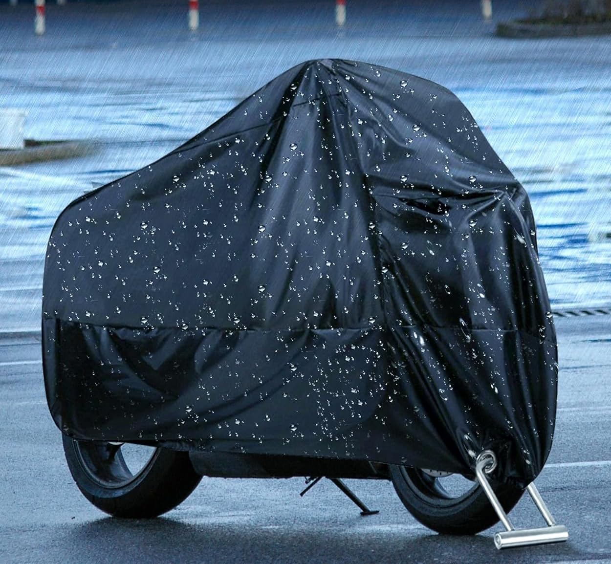Balabow Cubierta de Motocicleta, Funda para Moto Impermeable, Motocicleta Protectora Poliéster para Motocicletas como Honda, Yamaha, Suzuki, Harley y más (Negro, XL)