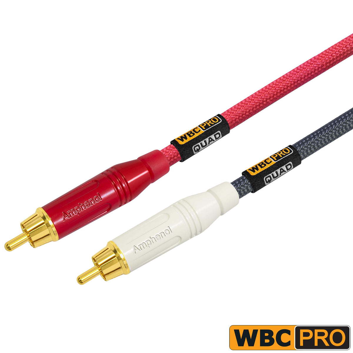 Cables RCA WBC-PRO-Quad Gris Rojo Ultra Silenciosos y Flexibles Grado Profesional con Conectores Amphenol ACPR Gold
