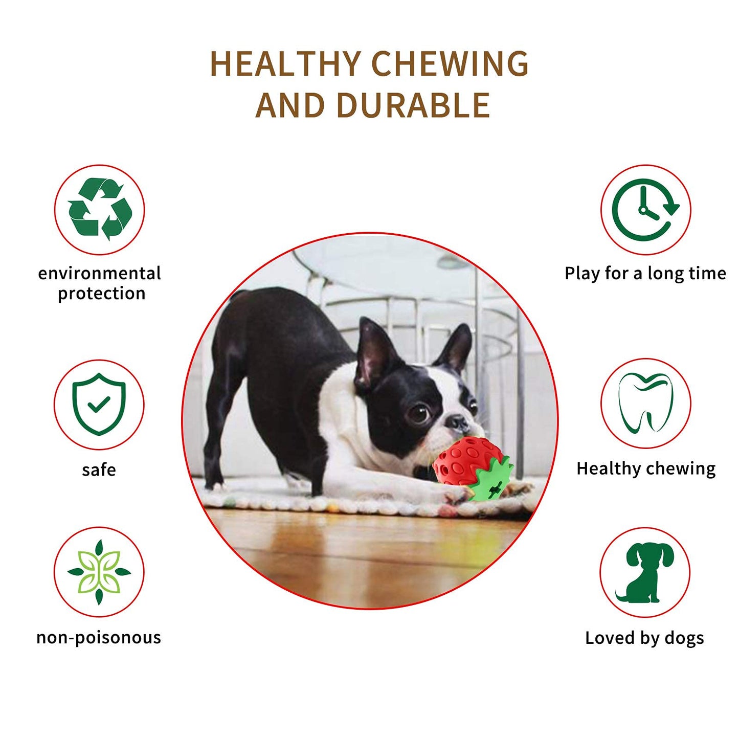 Juguetes para Perros Askhald Fresa Masticables Interactivos para Masticadores Agresivos