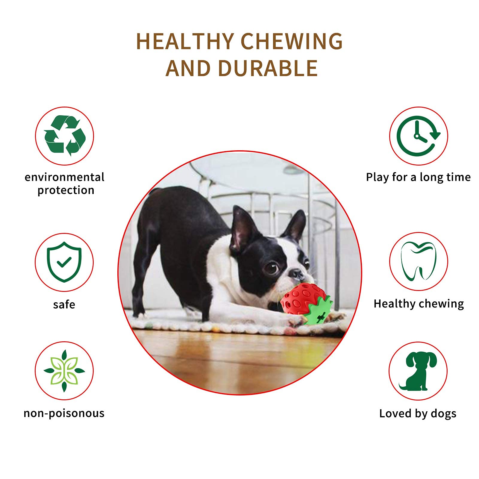 Juguetes para Perros Askhald Fresa Masticables Interactivos para Masticadores Agresivos