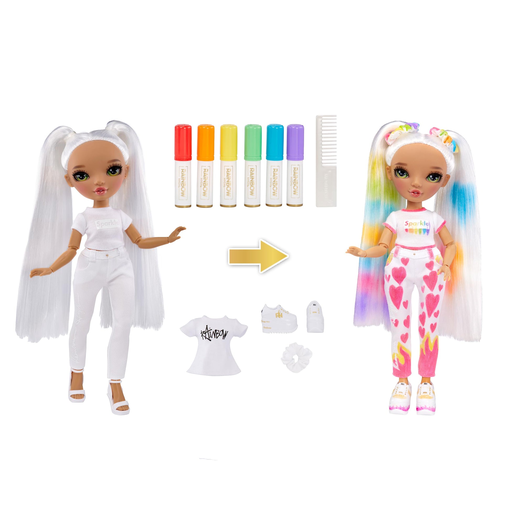 Muñeca Fashion Rainbow High Ojos Verdes DIY con Rotuladores para Niños y Niñas