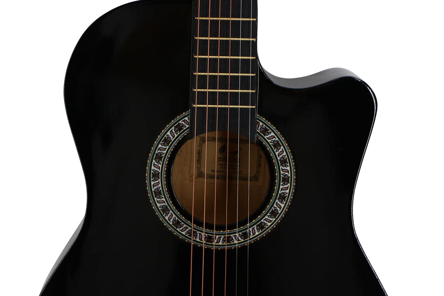 BREEZEE Guitarra Acústica Curva Recortada de 38 Pulgadas Fabricada Sobre Madera de Tilo 18 Trastes, Kit de Accesorios Funda, Capo, Plumillas, Correa, Cuerdas Extra de Metal, Adultos y Niños