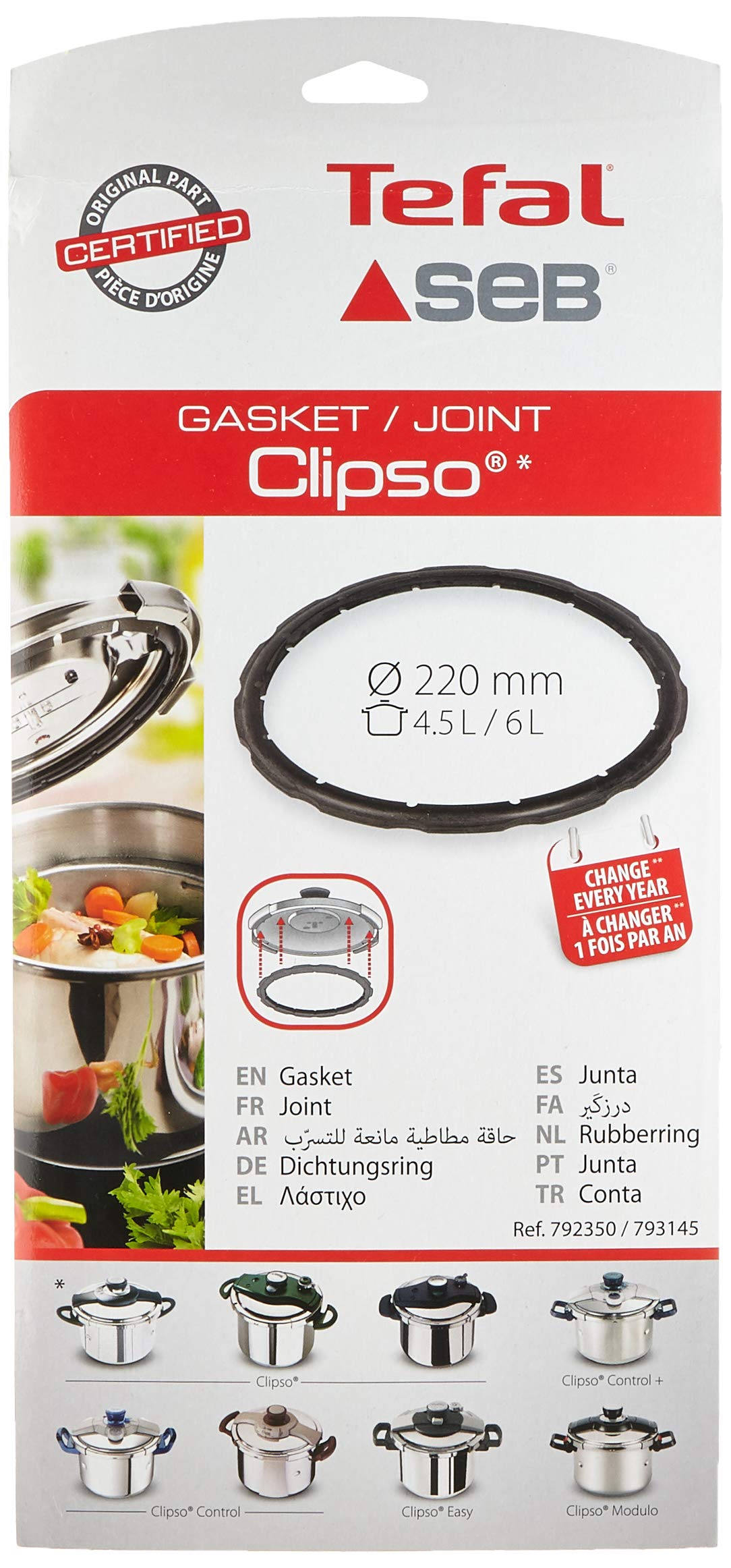 Empaque para Olla de Presión T-fal Acero Inoxidable LT414246 4L/8L