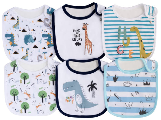 Baberos de Algodón Impermeables con Botones Ajustables para Niñas y Niños Paquete de 6
