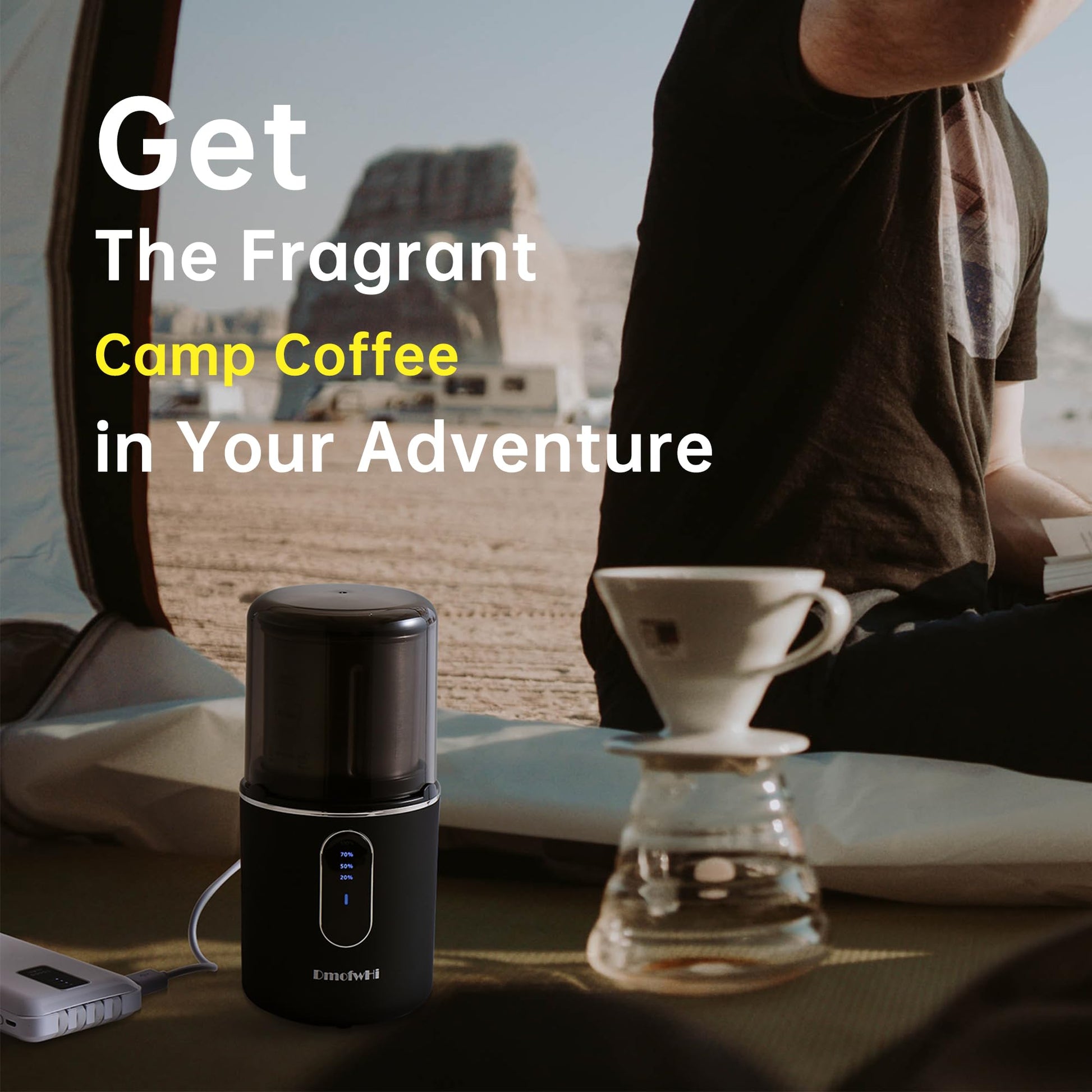 DmofwHi - Molinillo de café inalámbrico eléctrico, recargable por USB, con hoja de acero inoxidable 304 y tazón extraíble, color negro
