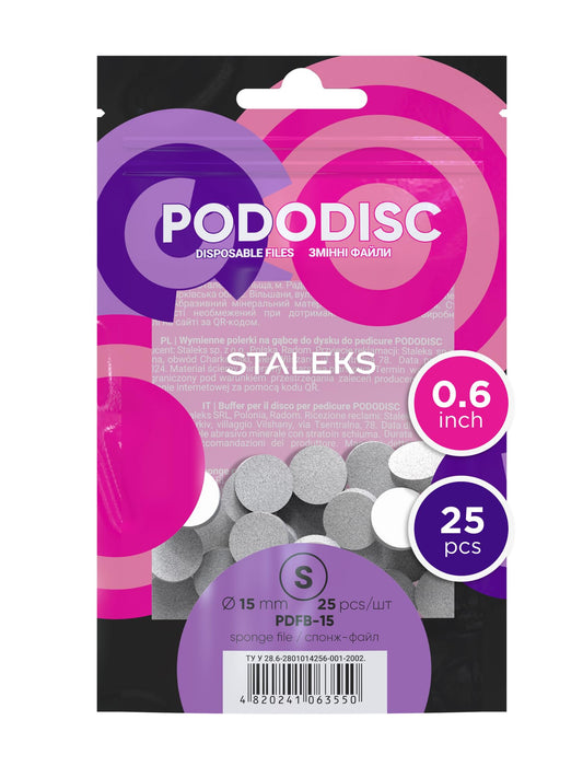STALEKS PRO - Limas desechables para disco de pedicura, tamaño S (15 mm) / paquete de 25 piezas (modelo PDFB-15)