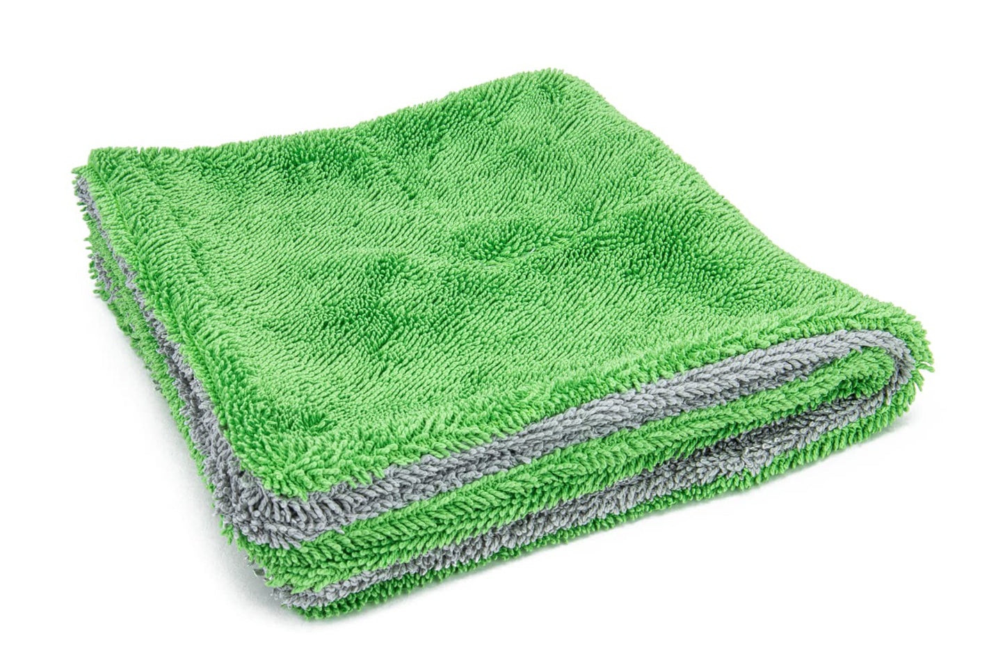 Autofiber Toalla de Microfibra para Secado de Vehículos, Dreadnought Jr., 16 x 16 cm, Paquete de 2, Verde/Gris