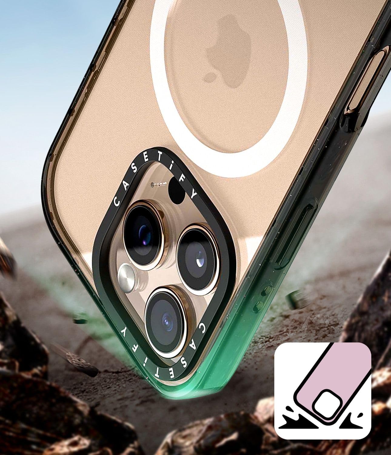 CASETiFY Impact - Funda para iPhone 14 Pro Max [4X grado militar probado contra caídas / protección contra caídas de 9 pies / compatible con Magsafe] - Ditsy Daisies - Blanco - Negro brillante
