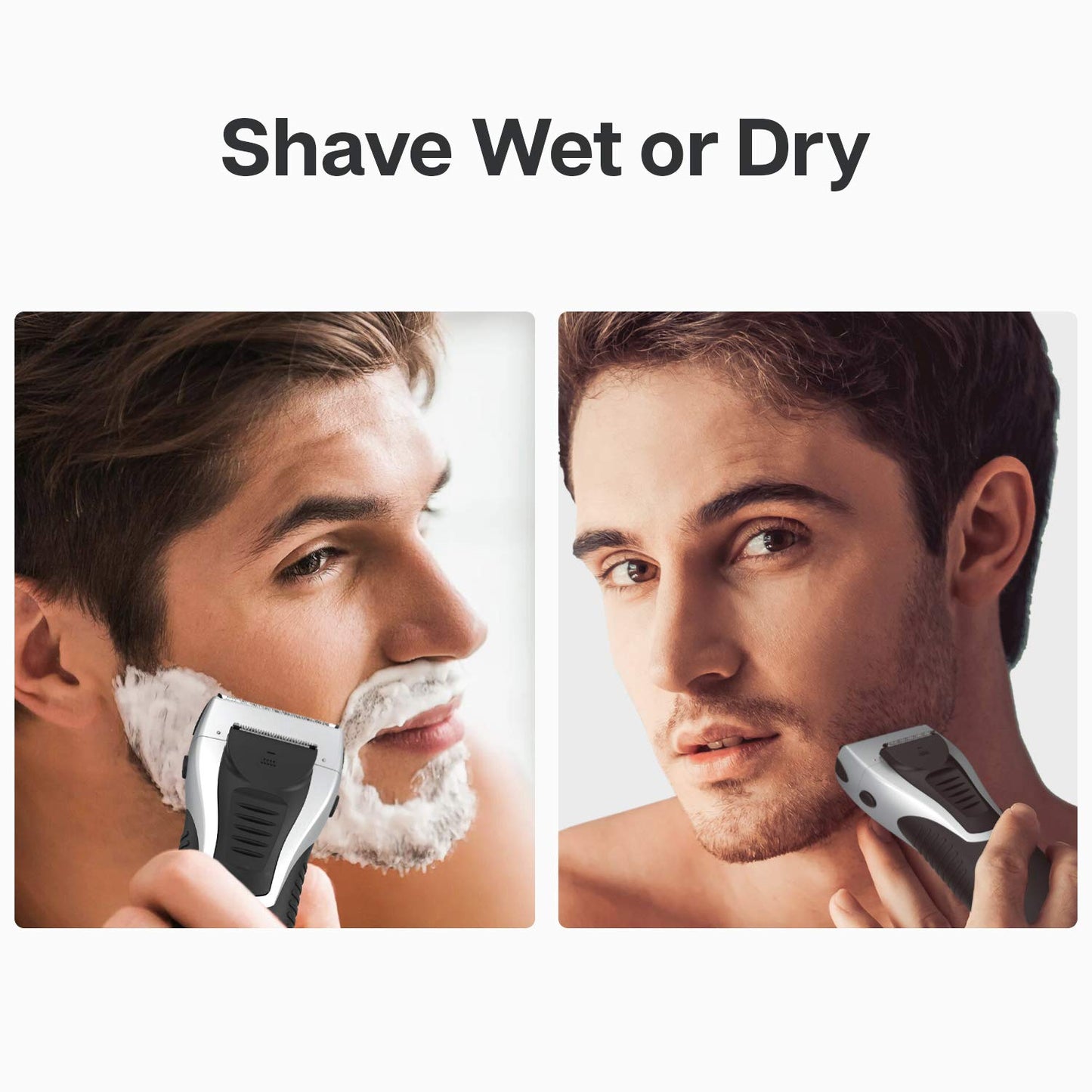 Maquinilla de afeitar eléctrica para hombres, YASUN para hombres, afeitadora eléctrica impermeable IPX7 para hombres con recortadora de barba pop-up recargable, inalámbrica YS5800 plateado y negro