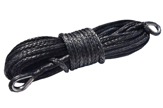 10mm3/8 inch Synthetic Winch Rope Extension with Two Loops (3/8"85ft, Black)