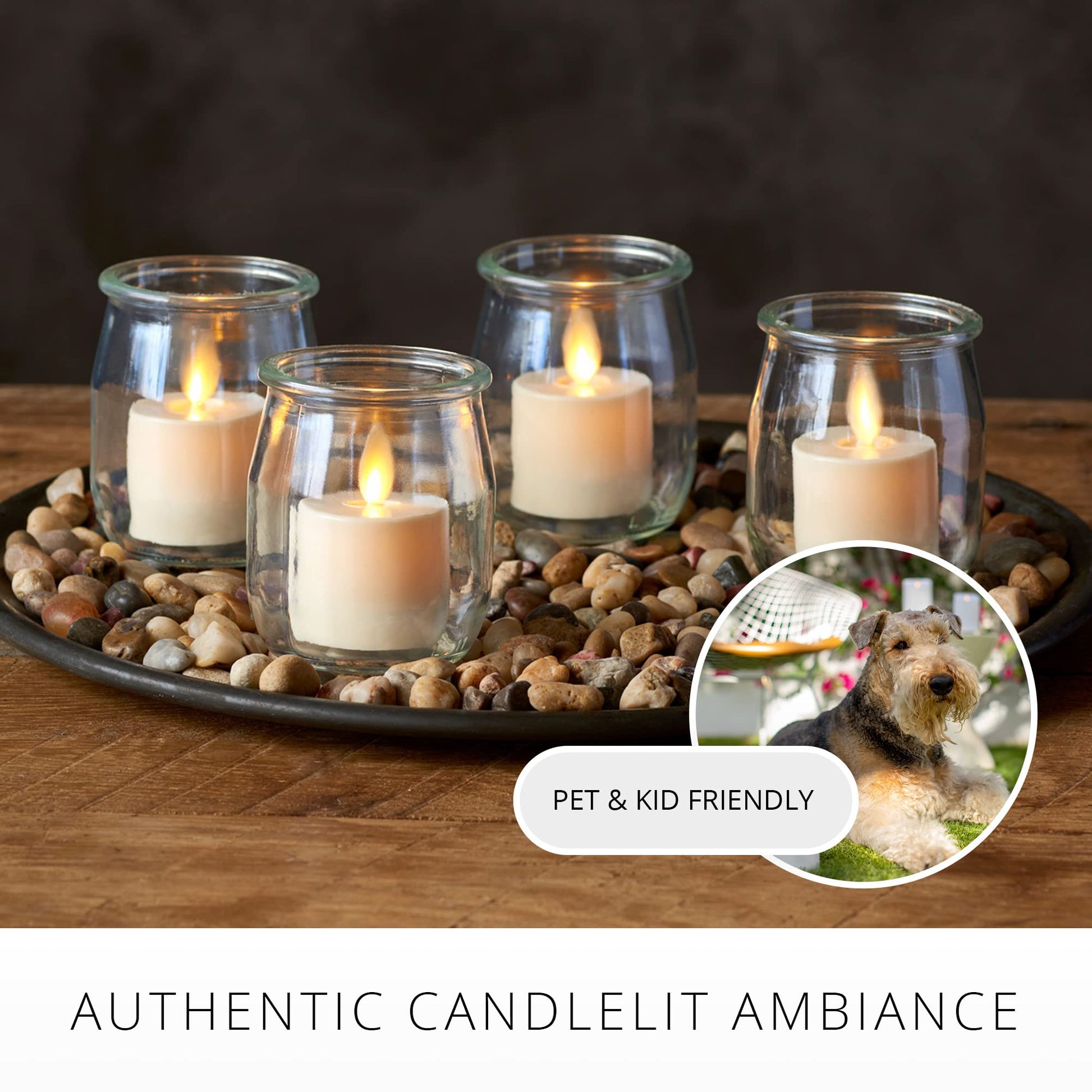 Luminara - Velas sin llama parpadeantes LED cálidas marfil - Decoración para mesa, chimenea - 4 piezas, plástico, color marfil