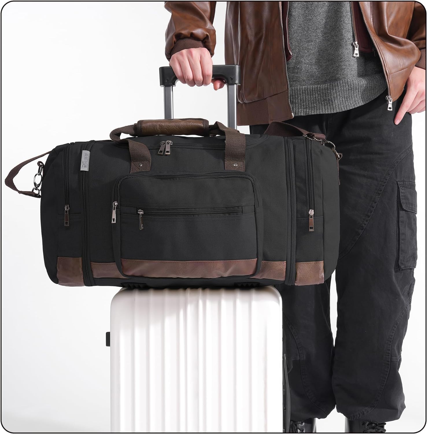 Lumewave Bolsa De Lona Para Viajes,Bolsas De Viaje De Lona Expandibles Para Hombres,Gran Capacidad Bolsa Plegable De Deporte,Bolsa De Lona Para Weekender Acampar y Viajar