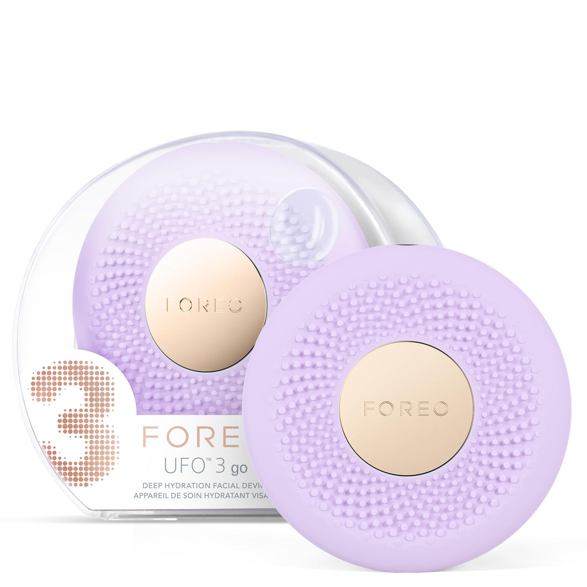 FOREO UFO 3 go, mascarilla facial de viaje - Hidratante facial - Cuidado de la piel antiedad - Luz LED de espectro completo y luz roja - Masajeador facial T-Sonic - Con app - Lavander