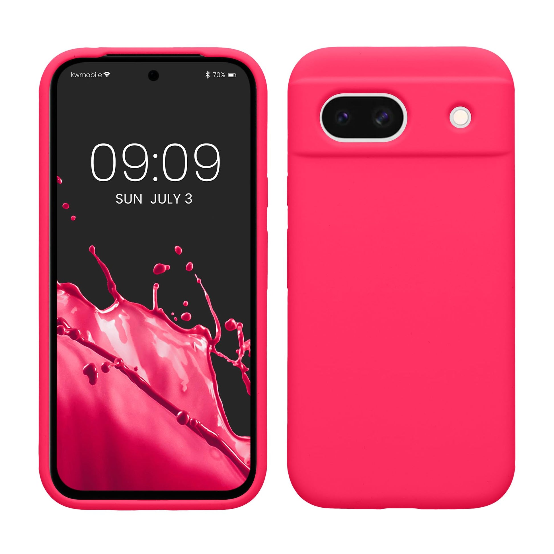 kwmobile Carcasa Compatible con Google Pixel 8a Funda - Case TPU y Silicona antigolpes - Apto Carga inalámbrica - Rosa neón