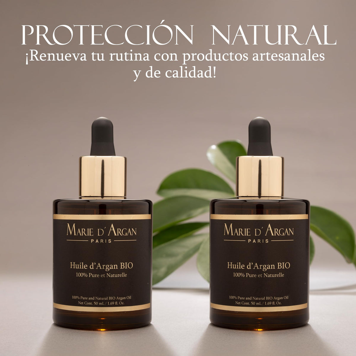 MARIE D' ARGAN Aceite De Argán 100% Puro 50ml 2 Piezas, Hidrata Rostro, Cuerpo, Cabello, Barba, Pestañas Y Uñas, Nutre, Repara Puntas Abiertas Y Aporta Elasticidad, Orgánico Vegano