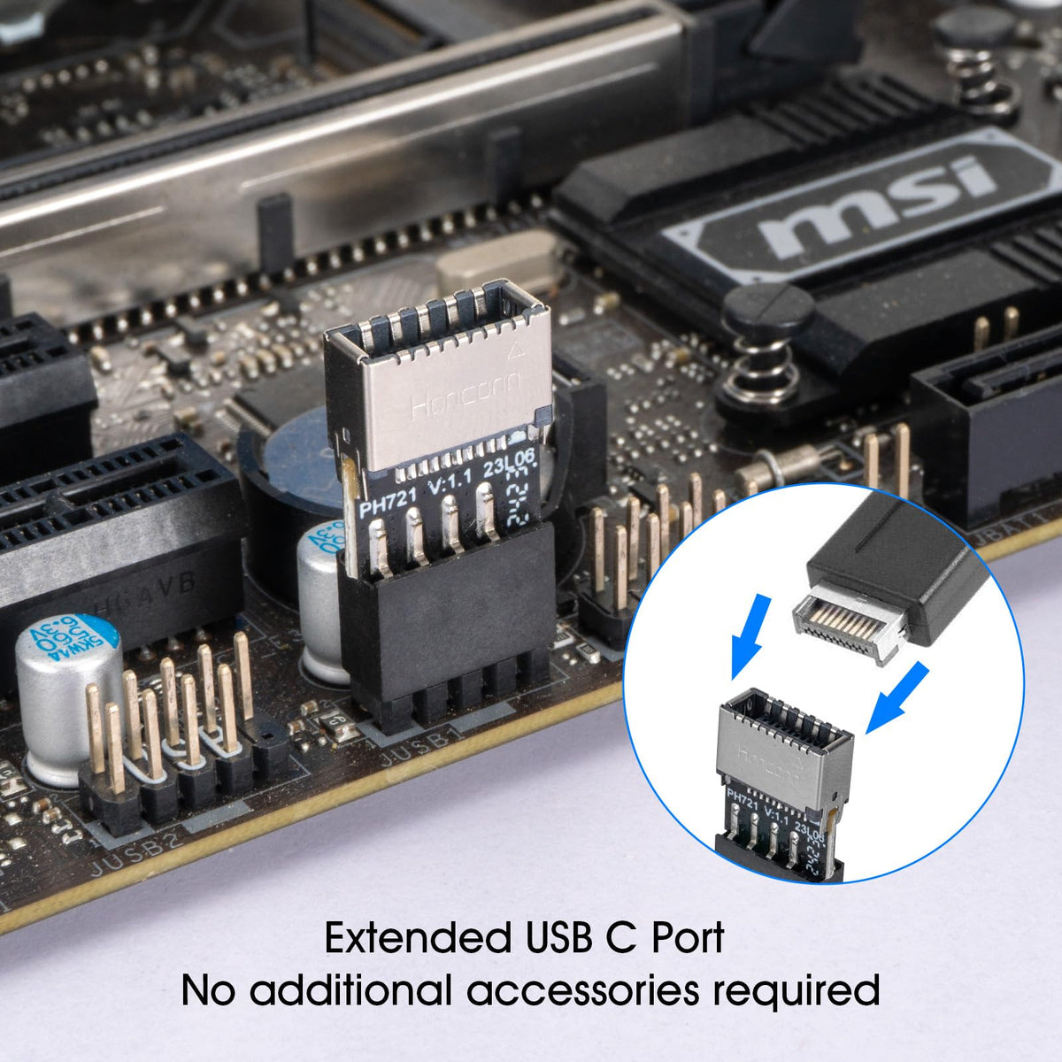 Adaptador USB 2.0 a 3.2 Gen 1 YSIUENG Negro Convertidor para Extender Puertos USB-C en Placa Base