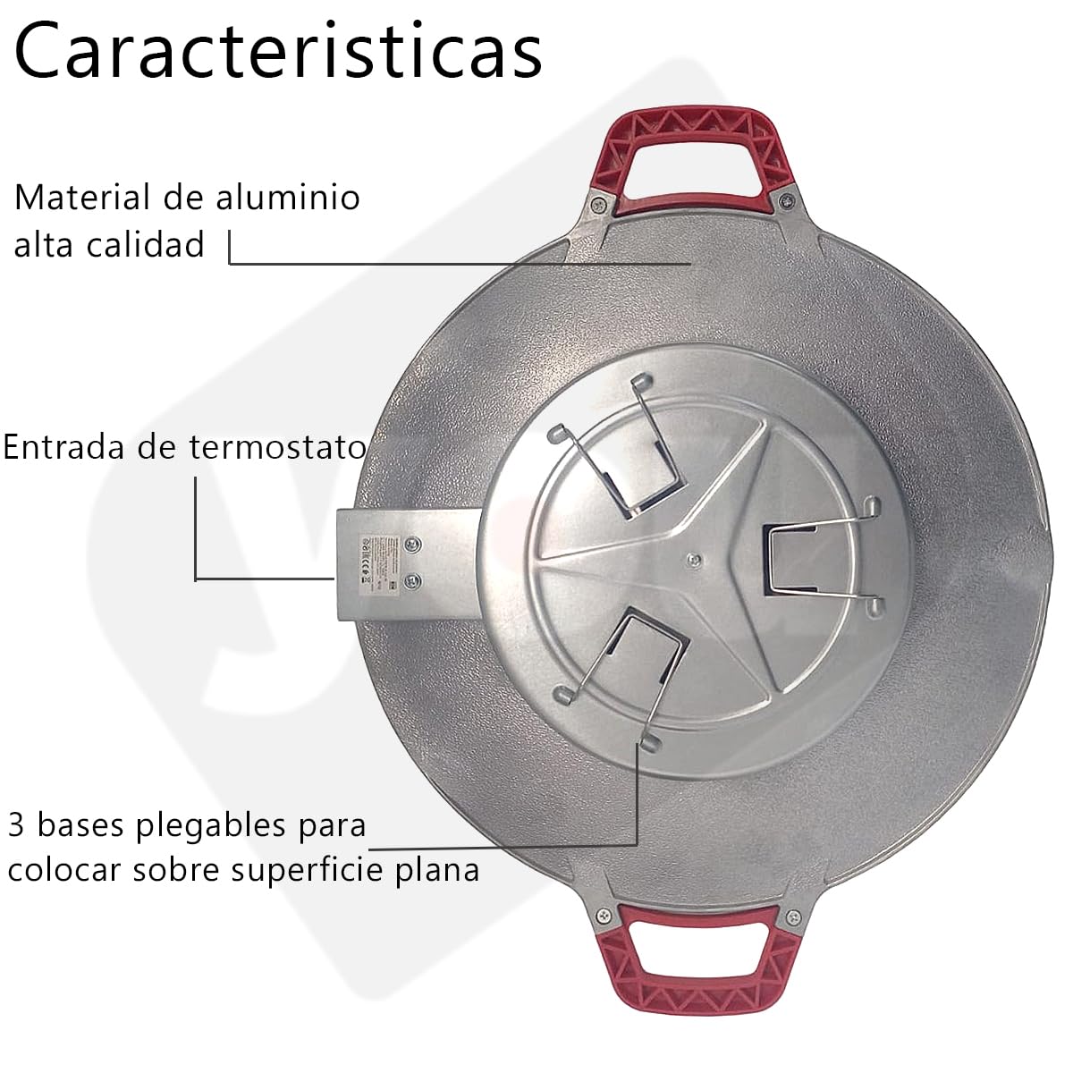 Sartén Eléctrico Antiadherente Comal Parrilla Barbacoa Termostato negro