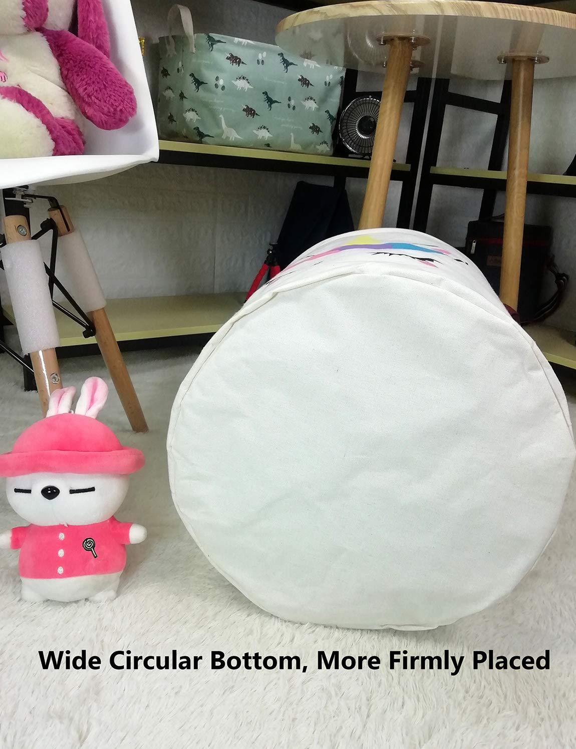 Cesta redonda impermeable para lavandería, cesta de lavandería para guardería, caja de juguetes para niños, cesta de regalo para pañales o juguetes de peluche, cesta de tela plegable (unicornio dorado