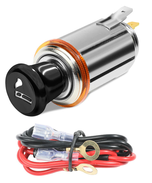 Zlirfy - Encendedor de cigarrillos de coche con cable, enchufe para encendedor de cigarrillos de coche, encendedor de cigarrillos automático de 12 V con botón de expulsión, accesorio de repuesto para
