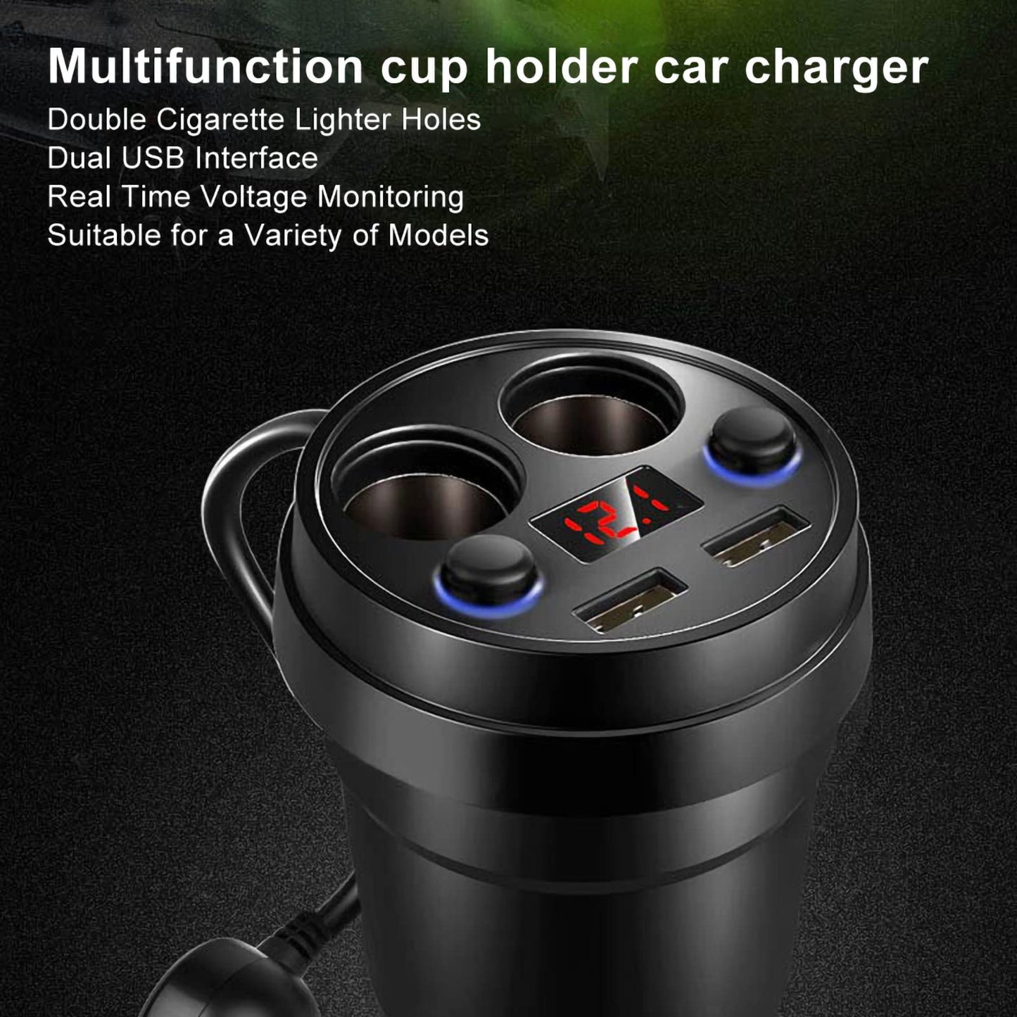 GOTOTOP Cargador de Teléfono para Automóvil de 120 W, Cargador de Automóvil Doble USB con Orificio para Encendedor de Cigarrillos, Monitoreo de Voltaje en Tiempo Real, TecnologíA de