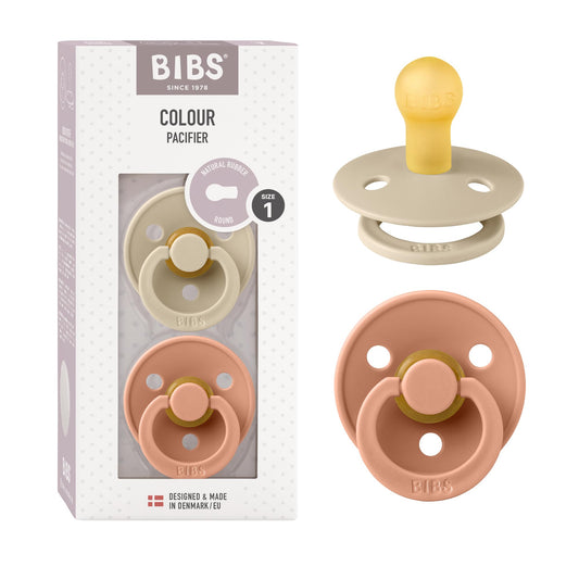 BIBS chupetes de latex caucho natural 0-6 meses 2 pza Vanilla/Peach