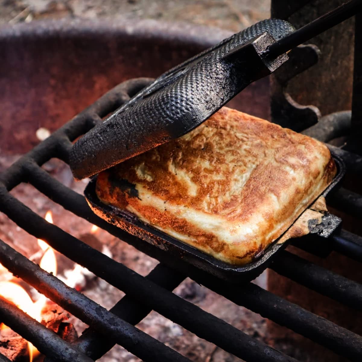AILITOR - Sandwichera de Campfire de hierro fundido, paquete de 4 unidades, para camping, cocina de pastel de montaña