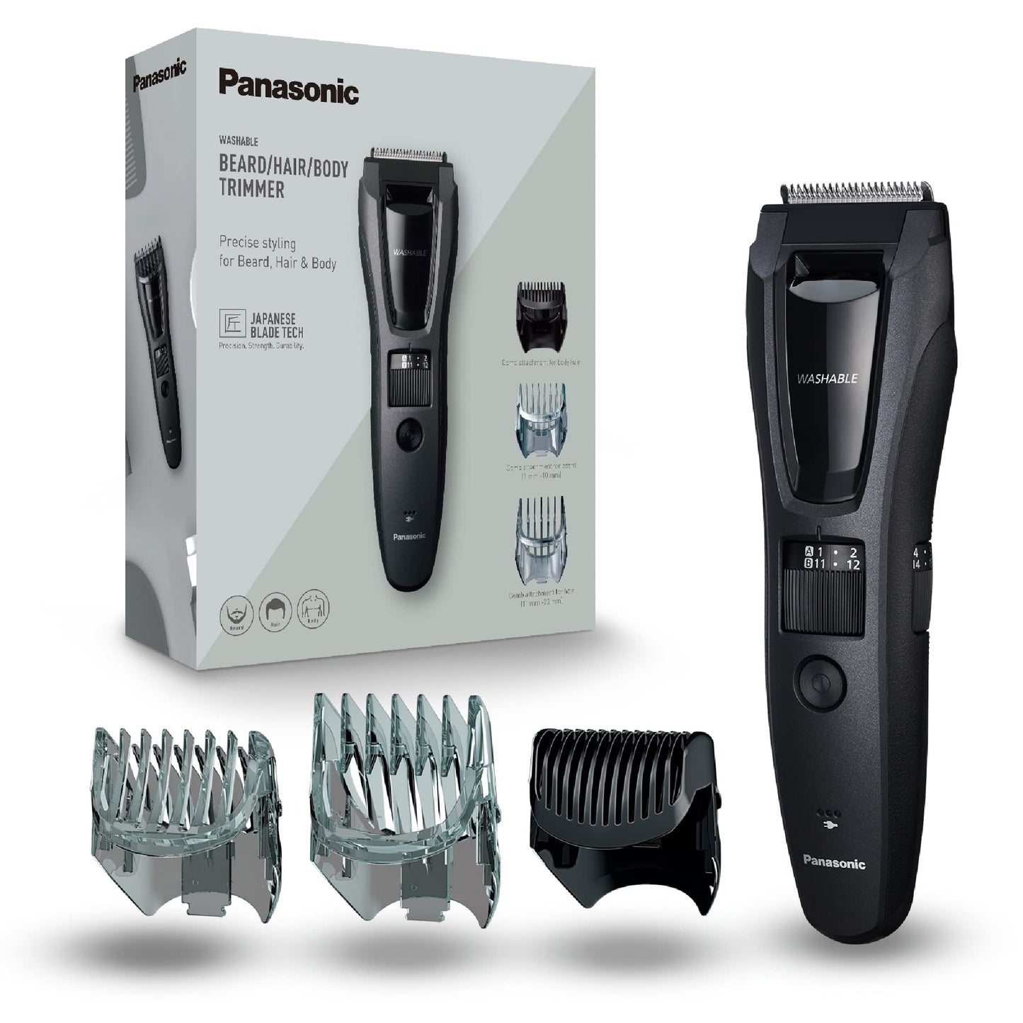 Trimmer Panasonic Gris Mate 39 Configuraciones para Barba, Cabello y Corporal para Hombres
