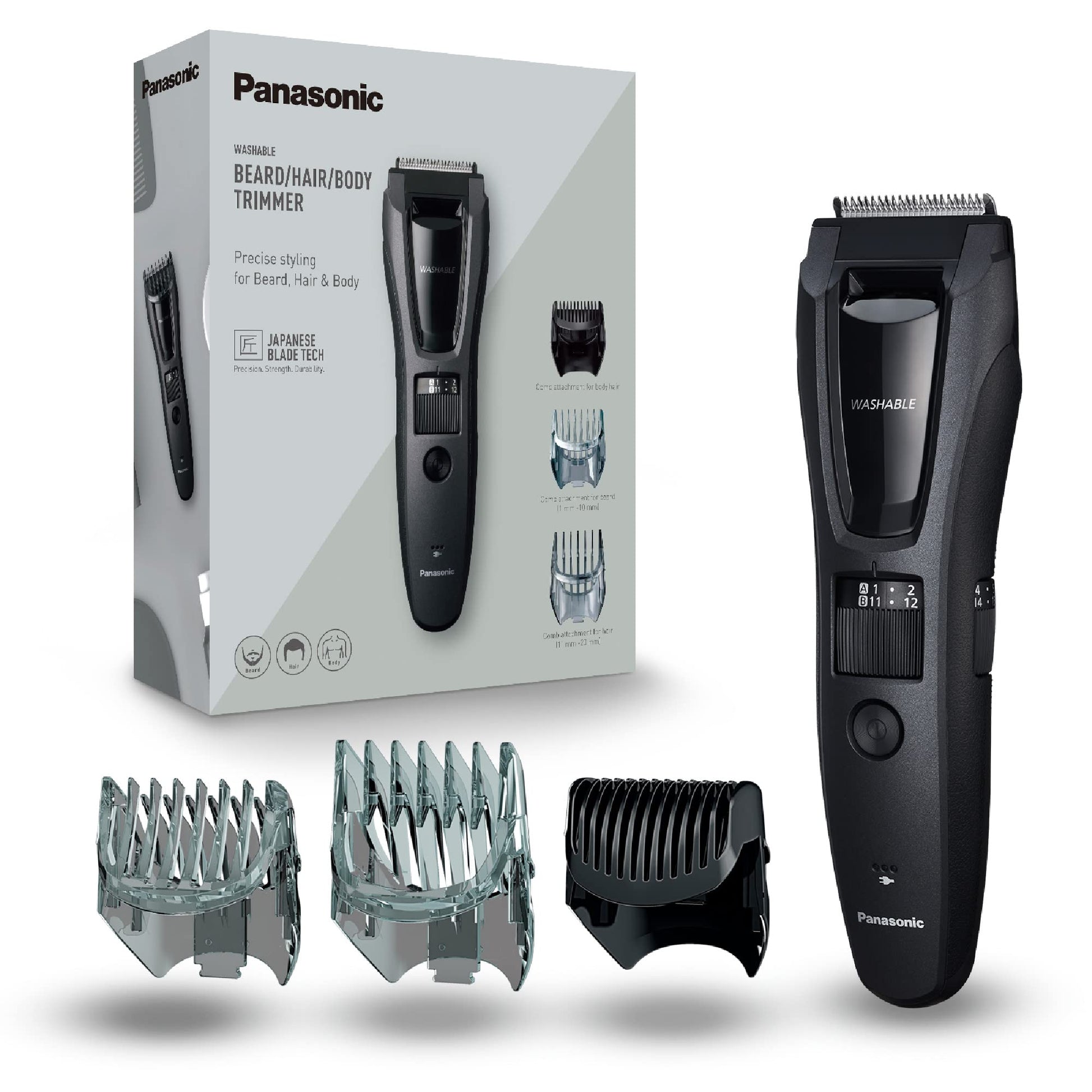 Trimmer Panasonic Gris Mate 39 Configuraciones para Barba, Cabello y Corporal para Hombres