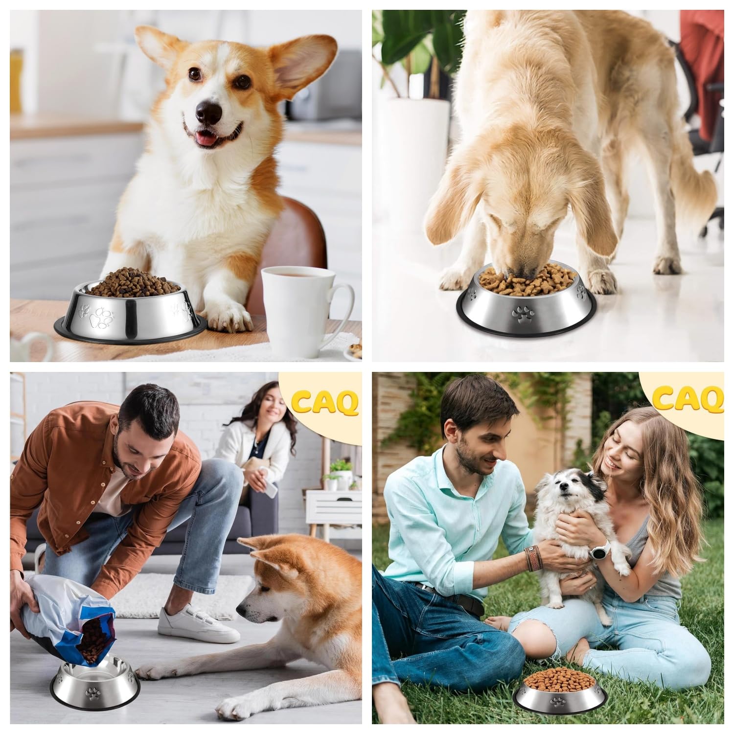Plato para Mascotas XINYUICEAN Acero Inoxidable Apilable y Antideslizante para Perros y Gatos
