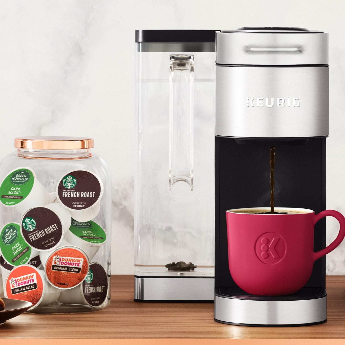 Keurig K-Supreme Plus Cafetera, cafetera K-Cup de una sola porción, con tecnología MultiStream, depósito extraíble de 76 onzas y ajustes programables, acero inoxidable